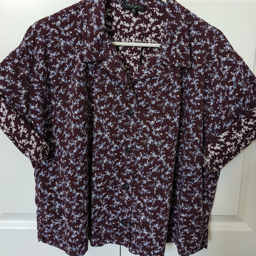 rag & bone Reed Purple Floral Boxy Button Down sz M
